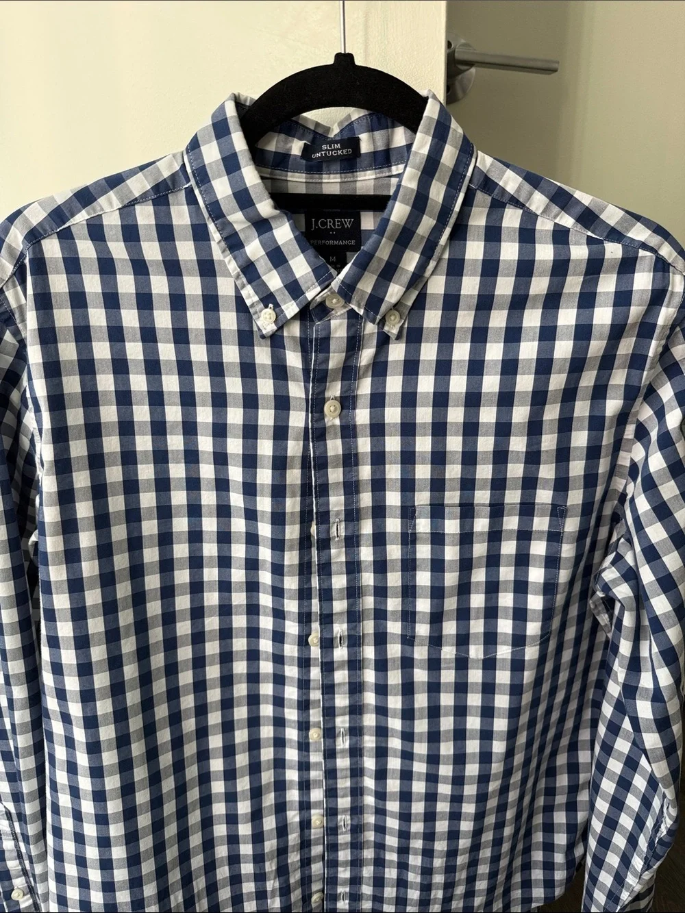 J.Crew Men's Blue and White Shirt